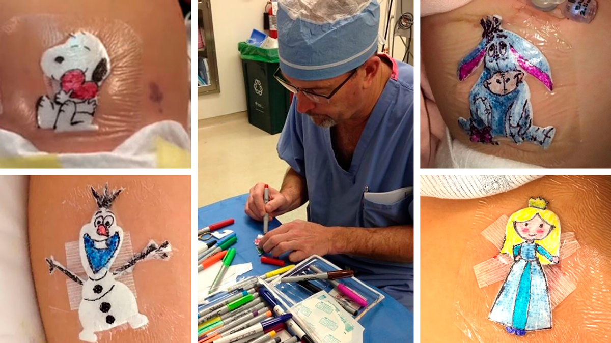 Хірург малює героїв мультиків на пов'язках, щоб підняти настрій маленьким пацієнтам: милі фото