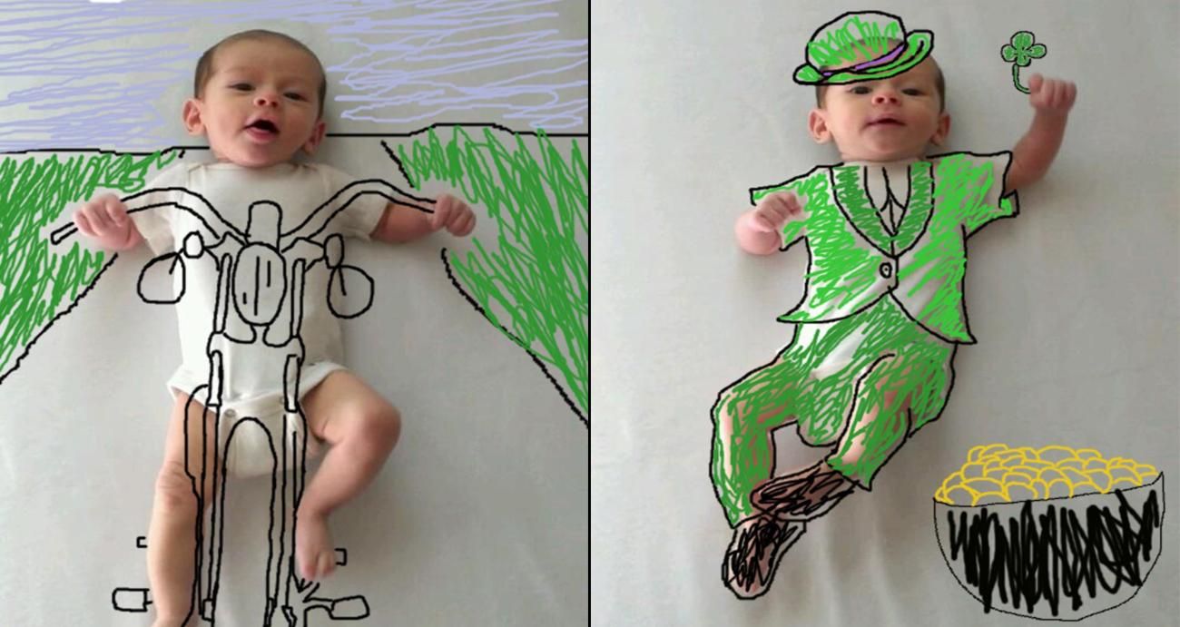 Мама превратила фотографии сына в оригинальные рисунки с приключениями: фото