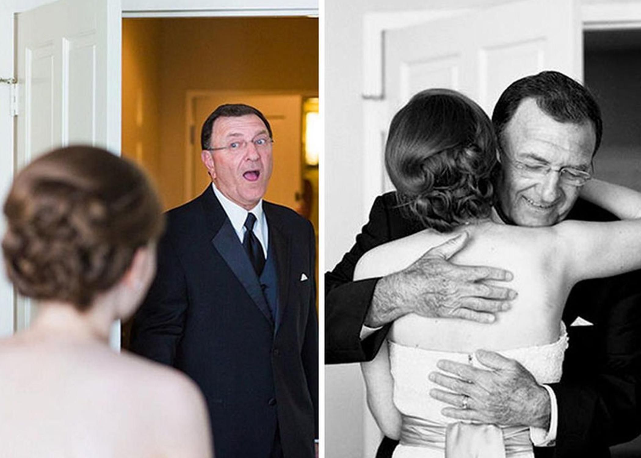 Тати вперше бачать своїх доньок у весільних сукнях: зворушливі реакції