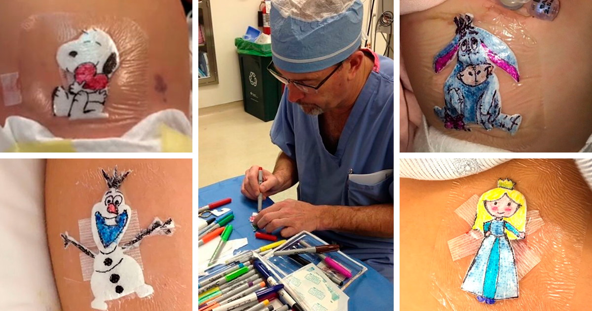 Хирург рисует героев мультиков на повязках, чтобы поднять настроение маленьким пациентам: фото 