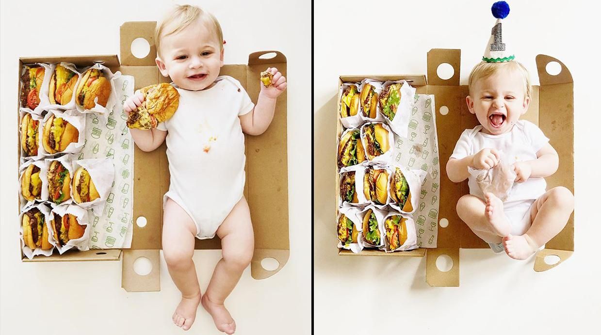Мама зафіксувала перший рік сина на фото з бургерами: неймовірна ідея у фото