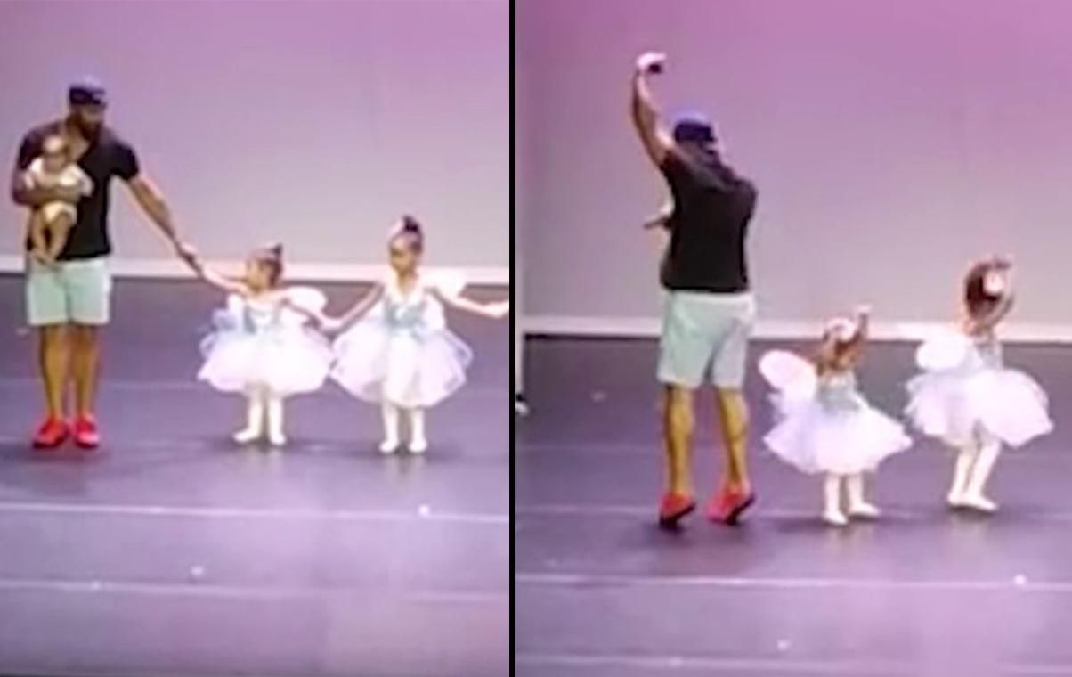Папа вышел на сцену и станцевал балет вместе с 2-летней дочерью, которая испугалась людей: видео