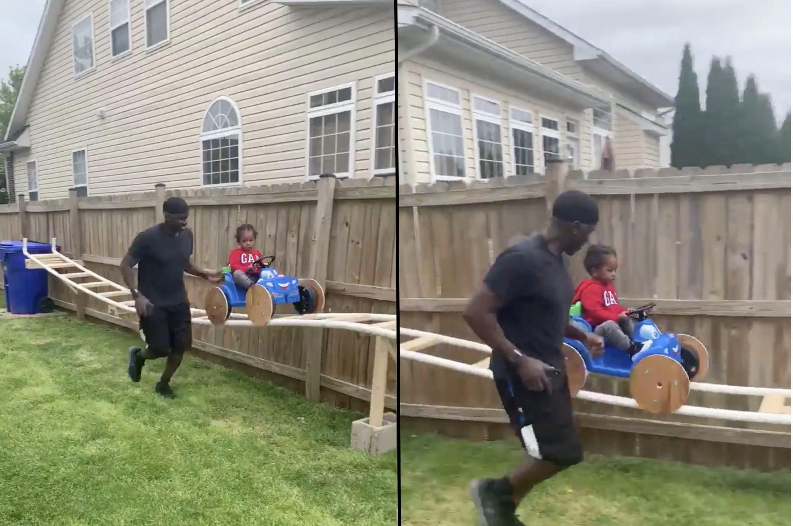 Дідусь побудував для онука американські гірки у своєму дворі Дідусь побудував для онука американські гірки у своєму дворі