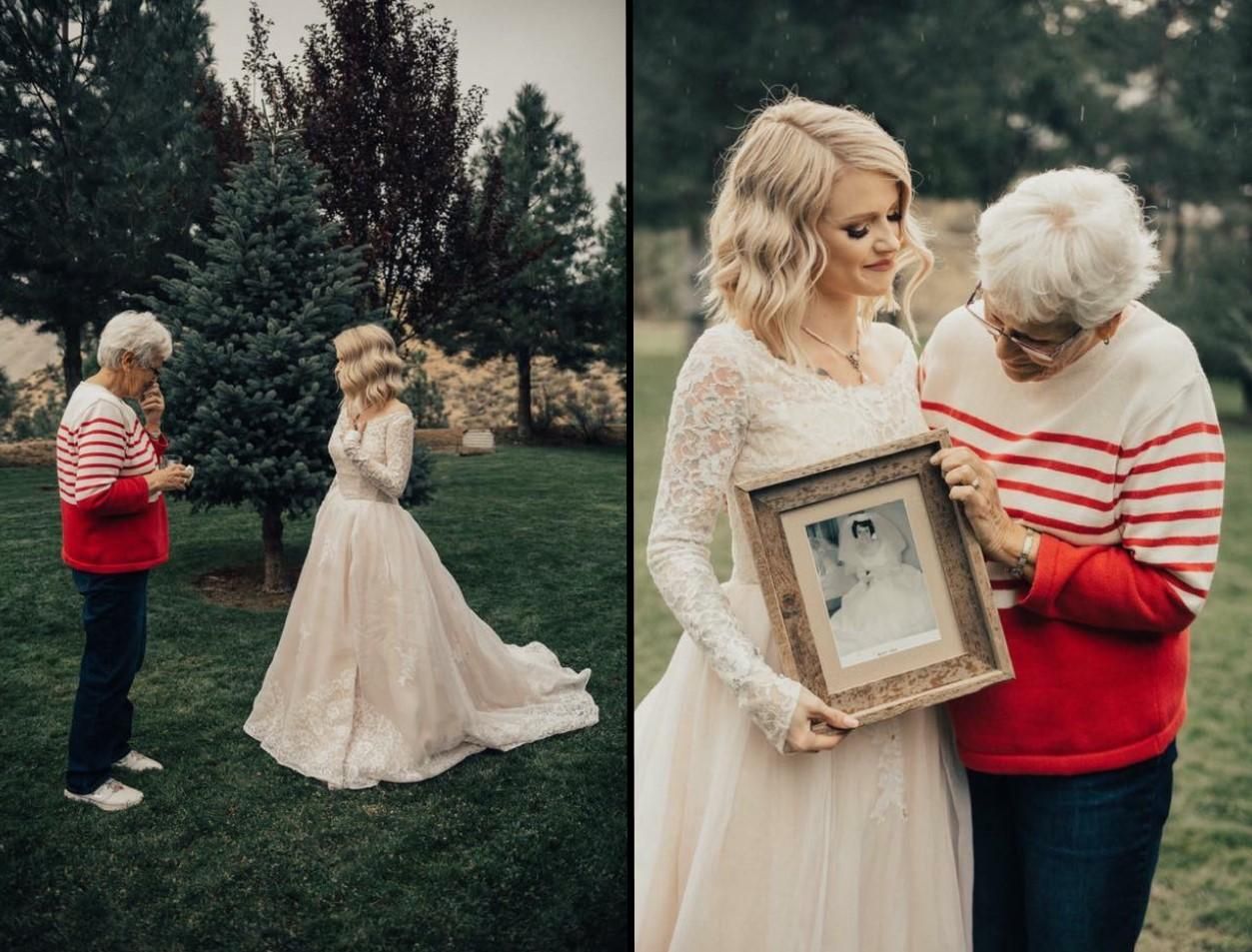 Невеста в свадебном платье бабушки