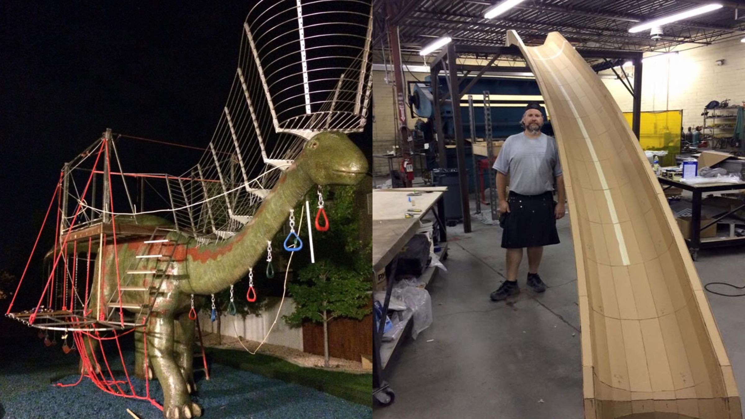 Дитячий майданчик на динозаврі змайстрував батько – фото, відео Дитячий майданчик на динозаврі змайстрував батько – фото, відео