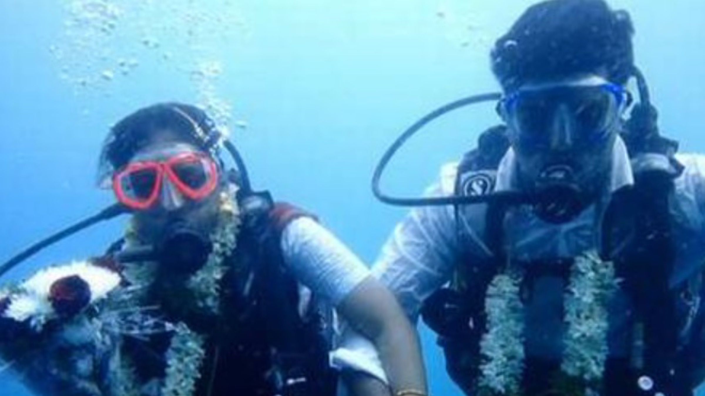 Как происходила свадьба под водой Индийского океана: видео с церемонии