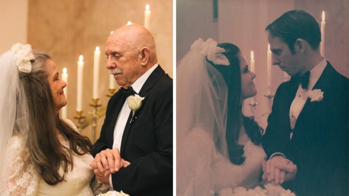 Годовщина 50 лет: влюбленные воссоздали фото со свадьбы