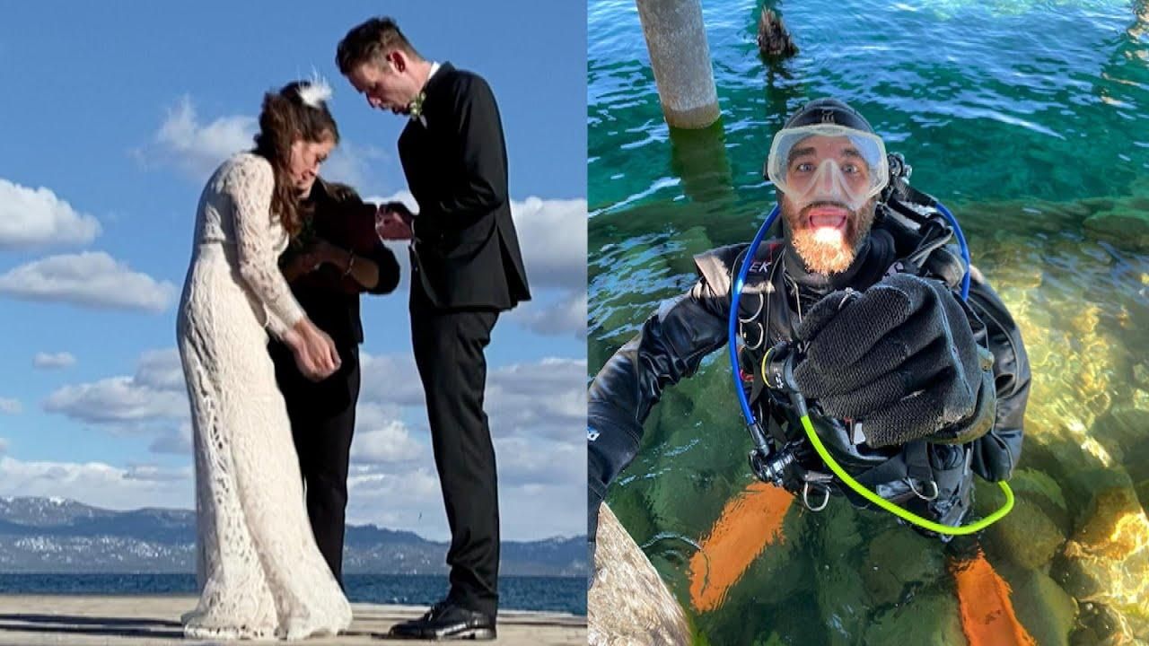 Во время свадебной церемонии жених урони кольцо в озеро: как достали
