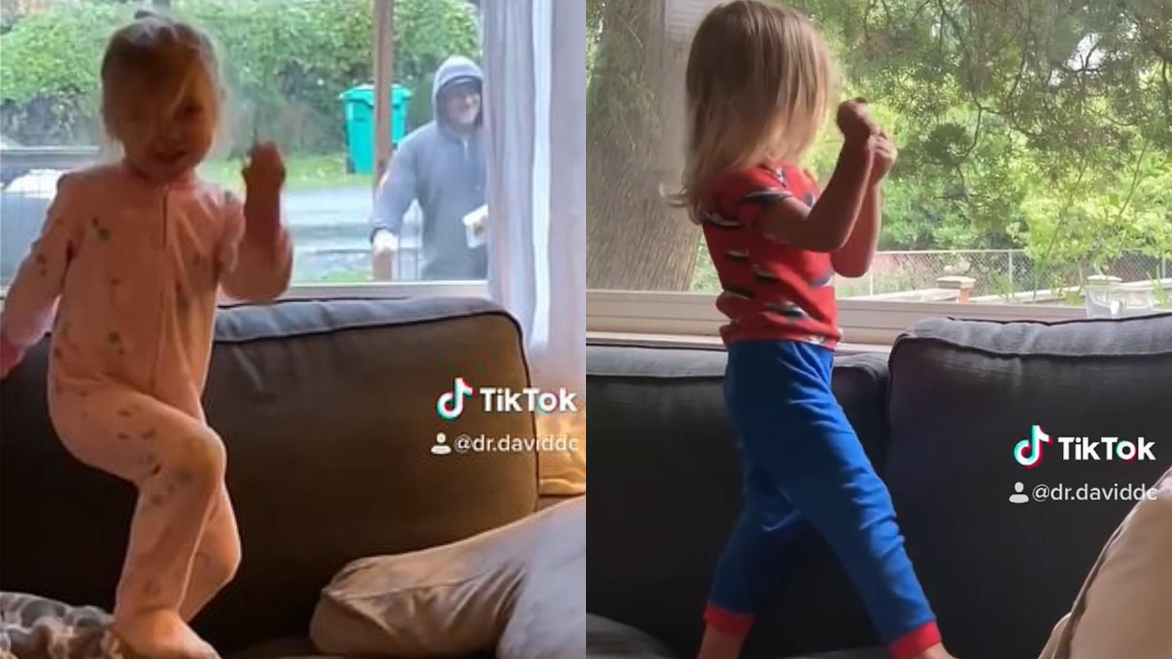 Танцювальний ритуал 3-річної дівчинки та листоноші: кумедне відео