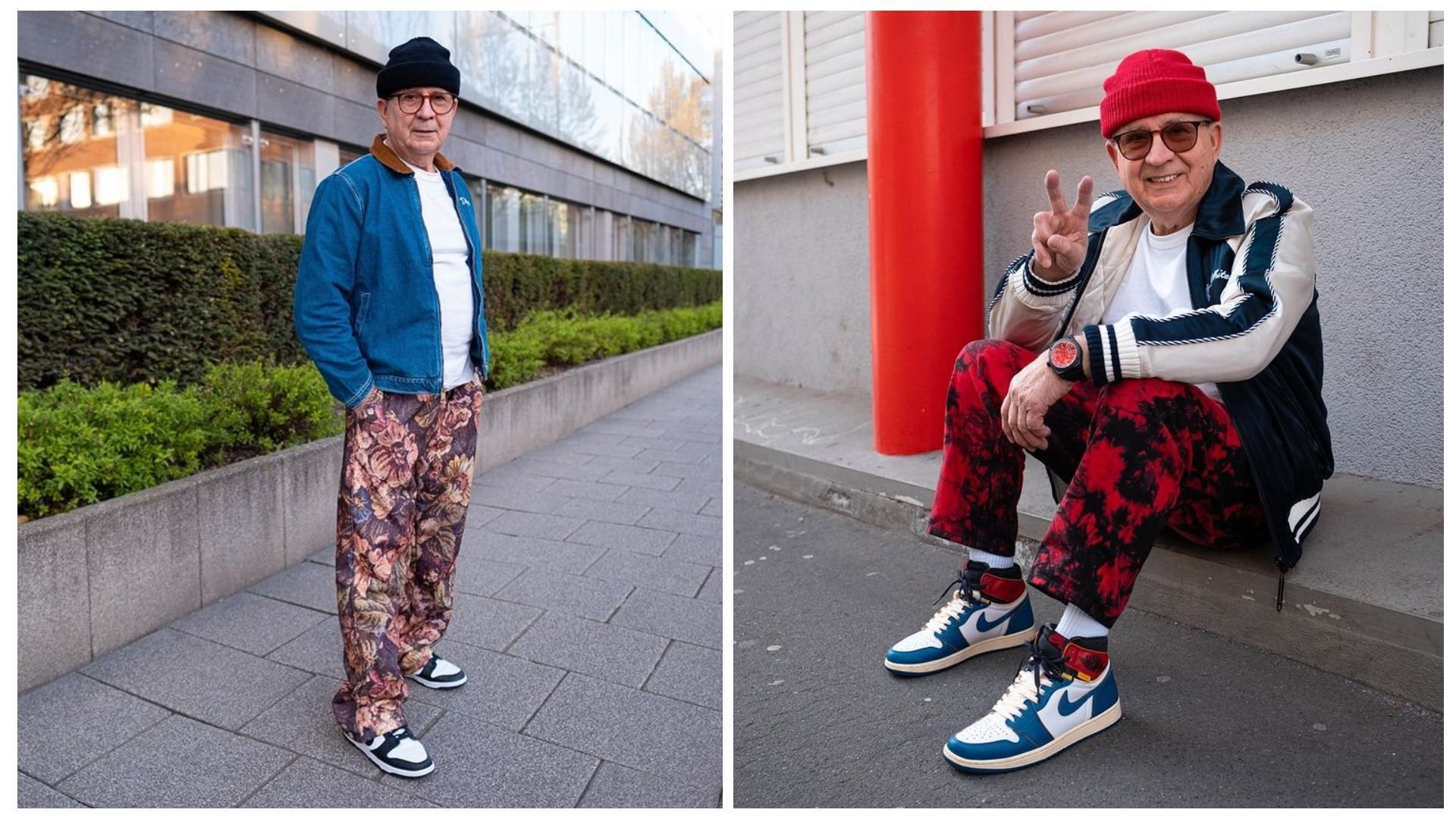 Хіпстерський дідусь з Німеччини носить вуличний одяг