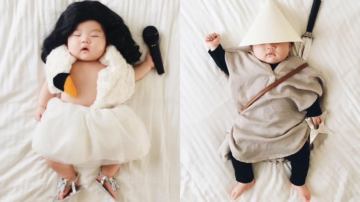 Пока ребенок спал, мама одевала дочь в забавные костюмы: фото Пока ребенок спал, мама одевала дочь в забавные костюмы: фото