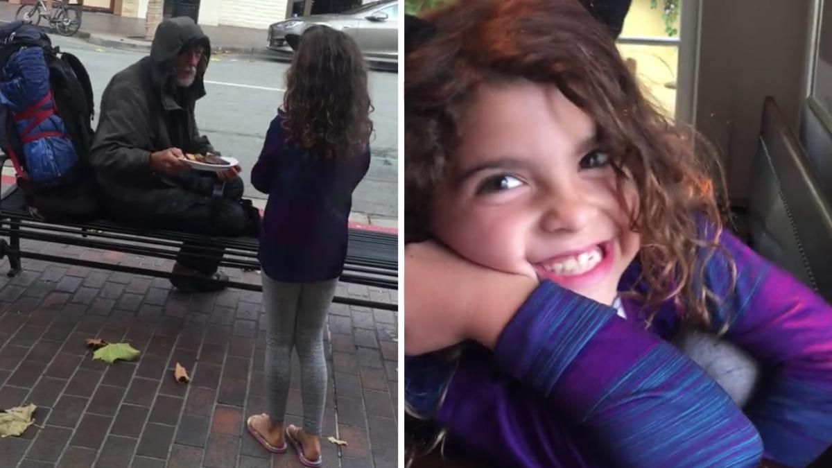 8-річна дівчинка віддала свій обід безхатьку: відео