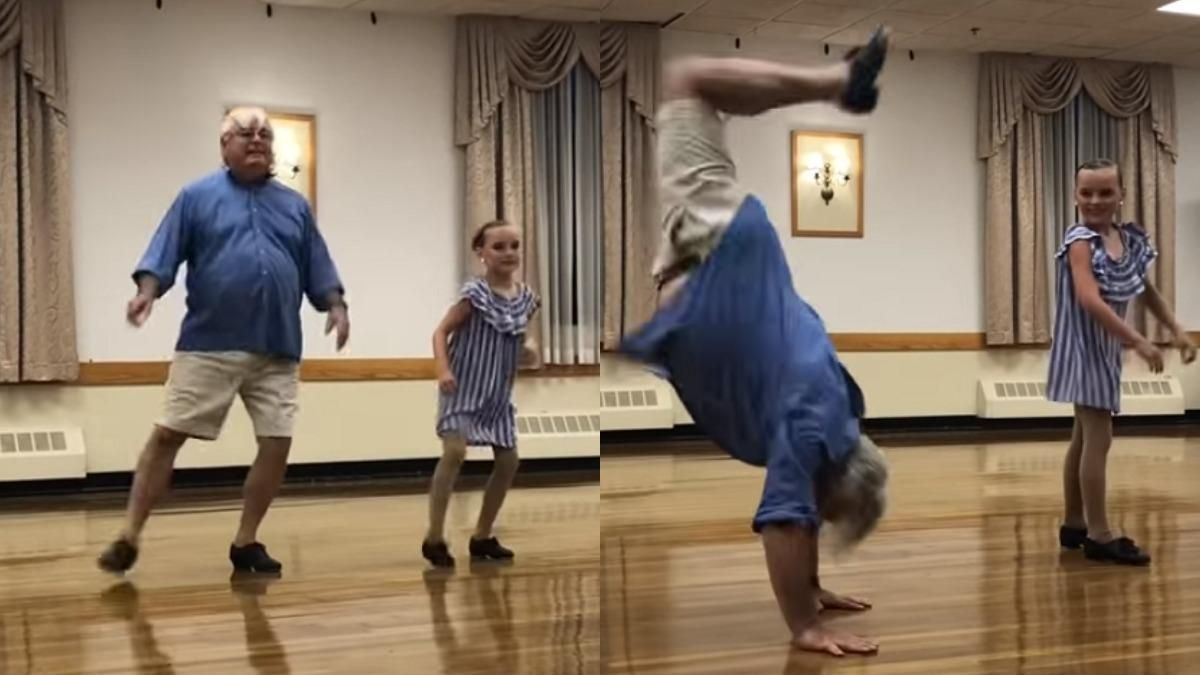 72-летний дедушка станцевал с внучкой: элемент поразил - видео 72-летний дедушка станцевал с внучкой: элемент поразил - видео