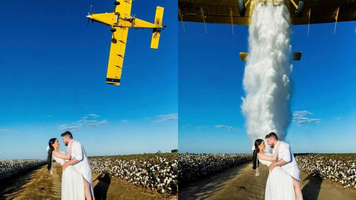 На закоханих з літака вилили 900 літрів води: відео На закоханих з літака вилили 900 літрів води: відео