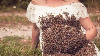 20 тысяч пчел на животе беременной женщины: будущая мама удивила необычной фотосессией